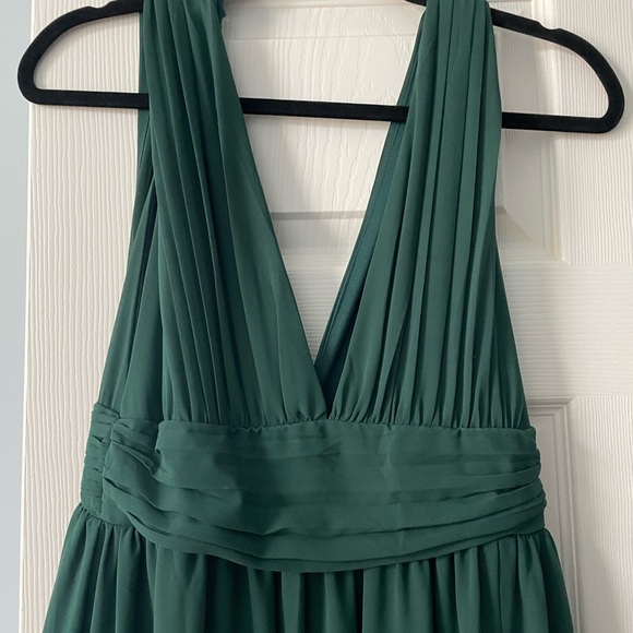 Lulus Heavenly Hues Forest Green Maxi Dress with Plunge Neckline and Slit - Picture 3 of 12